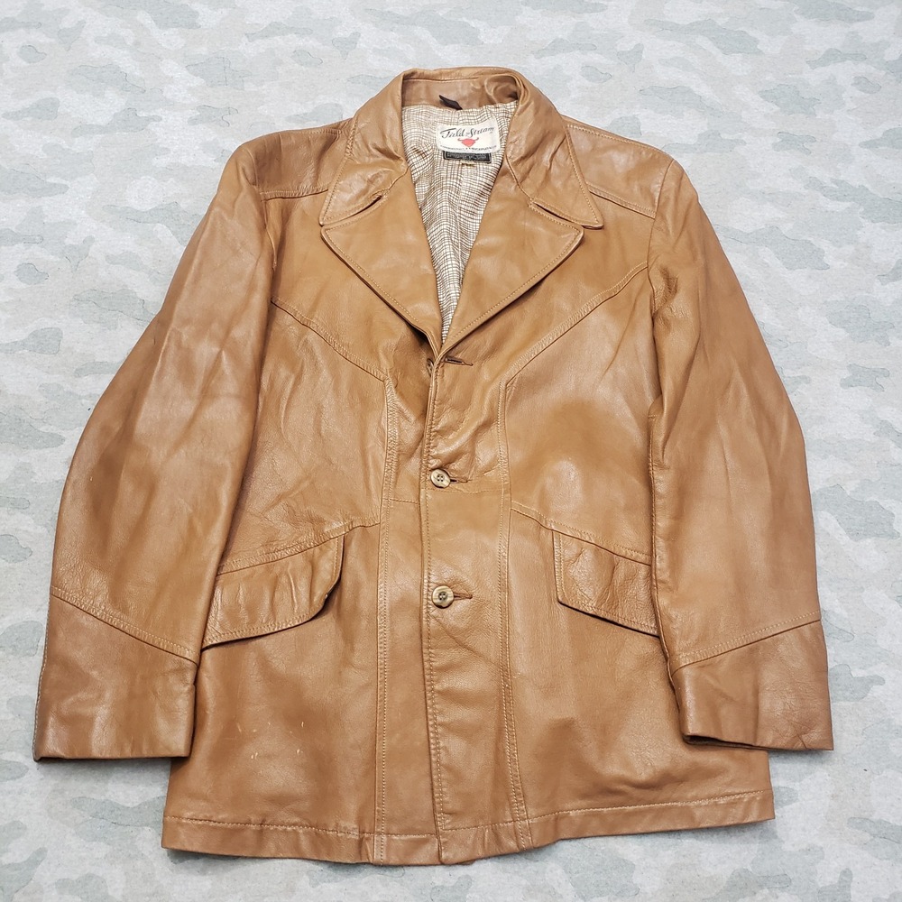 Vintage Field and Stream Coat Womens 46 Brown Button Pockets Disco 60s